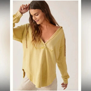 Pilcro Surplice Tunic Hoodie Yellow Size Small